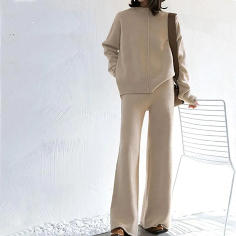 Ashoreshop Sweater Matching  2 Piece Pant Suits For Women
