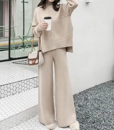 Ashoreshop Sweater Matching  2 Piece Pant Suits For Women
