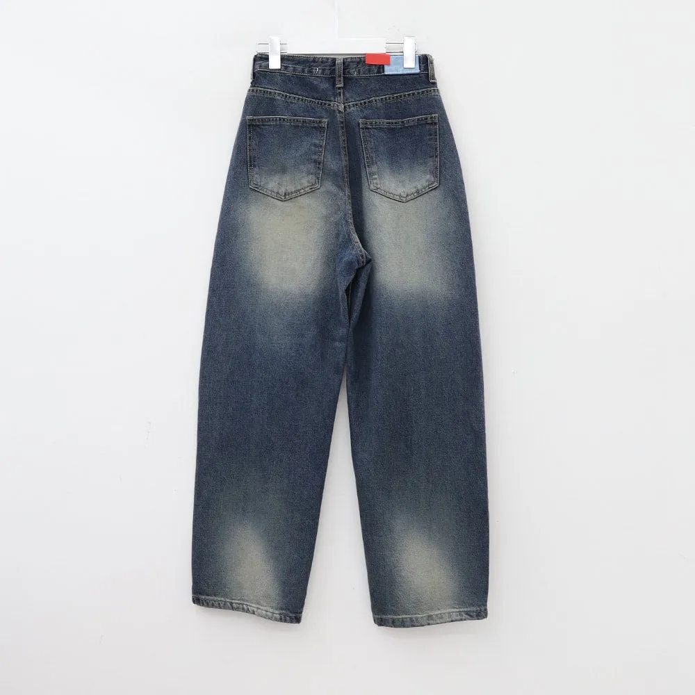 Bleached Wide Leg Denim Pants CA07