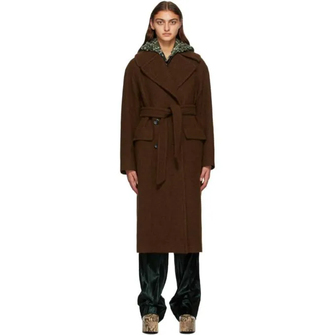 Dries Van Noten Brown Wool Oversized Coat