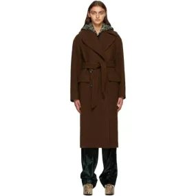 Dries Van Noten Brown Wool Oversized Coat