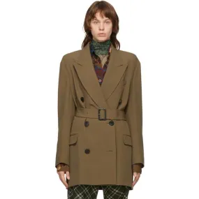Dries Van Noten Khaki Belted Blazer