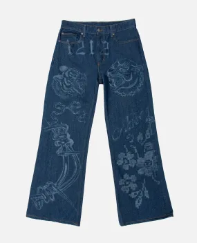 Etched Fighting Tiger Jean