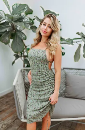 'Gazelle' Crossback Mini Dress in Green