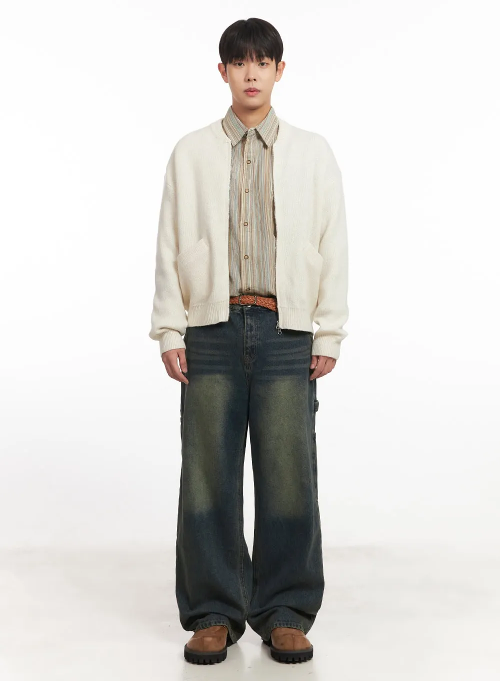 Men's Carpenter Washed Wide-Leg Jeans IM527