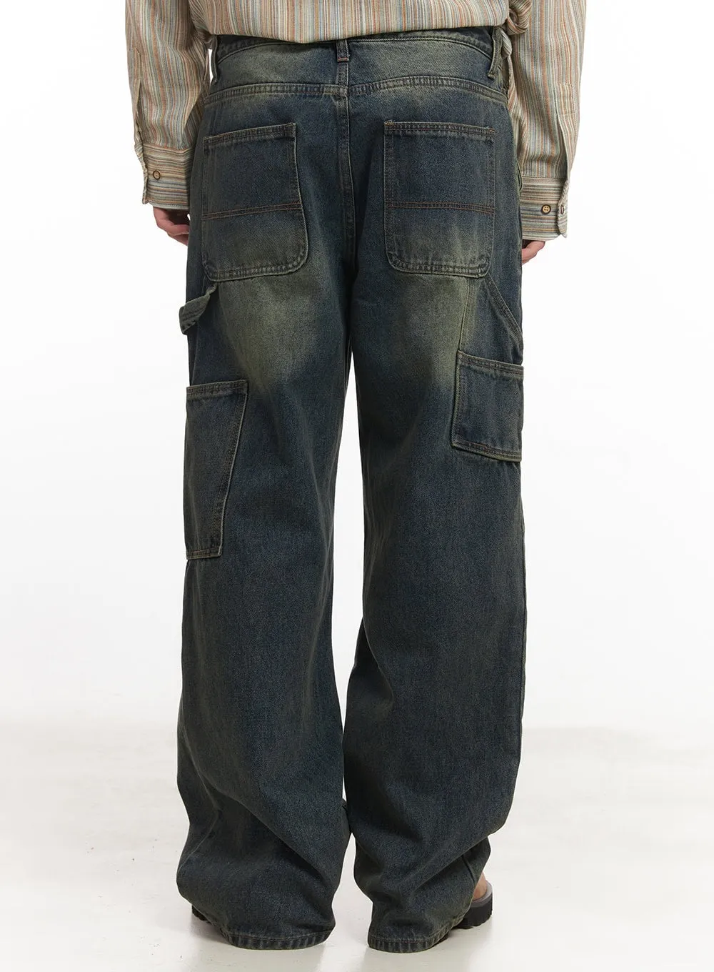 Men's Carpenter Washed Wide-Leg Jeans IM527