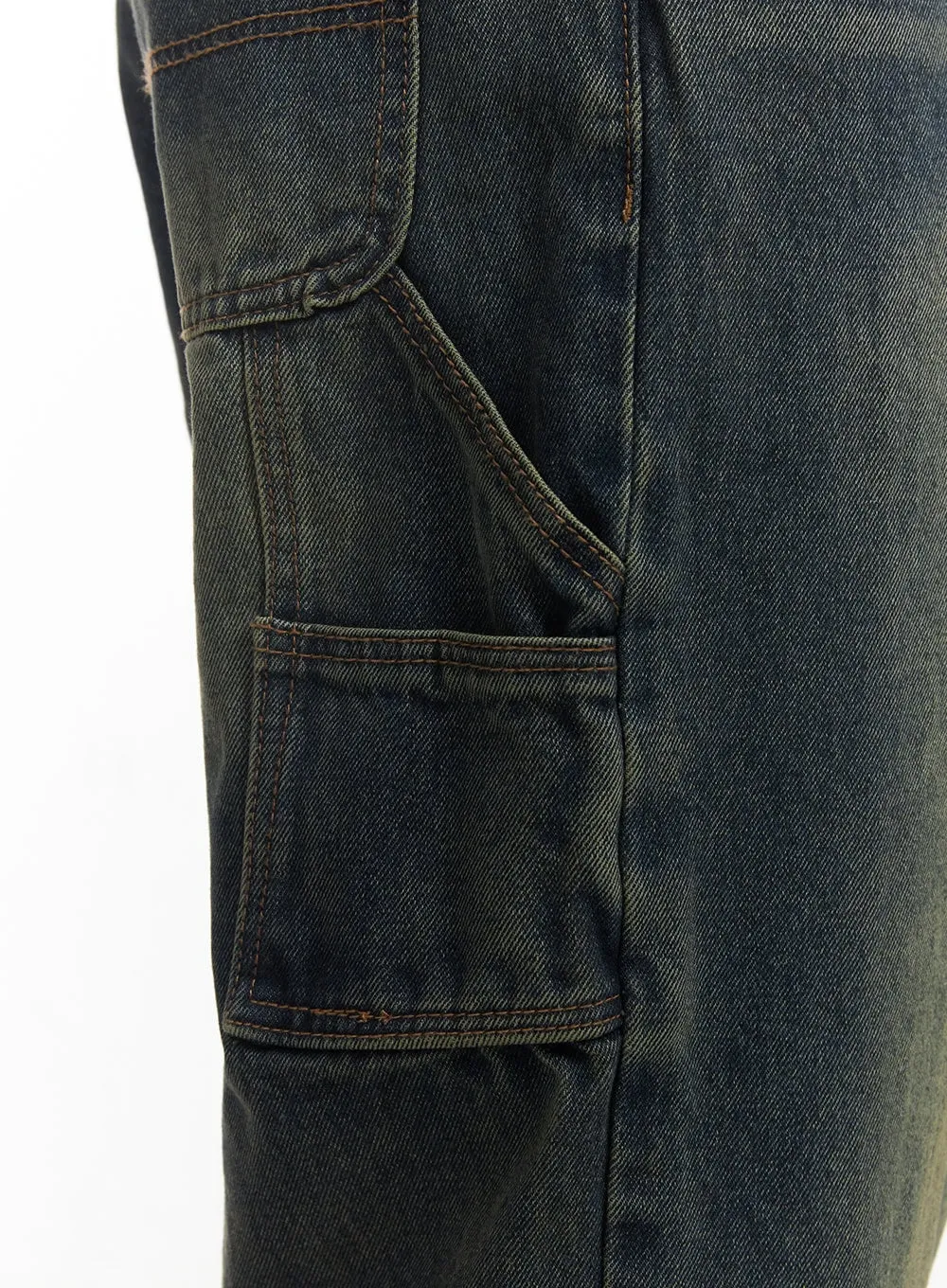 Men's Carpenter Washed Wide-Leg Jeans IM527