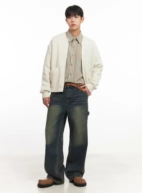 Men's Carpenter Washed Wide-Leg Jeans IM527