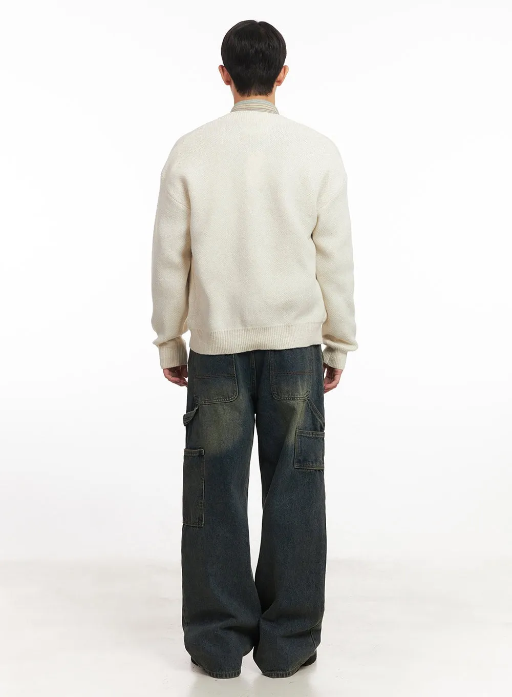 Men's Carpenter Washed Wide-Leg Jeans IM527