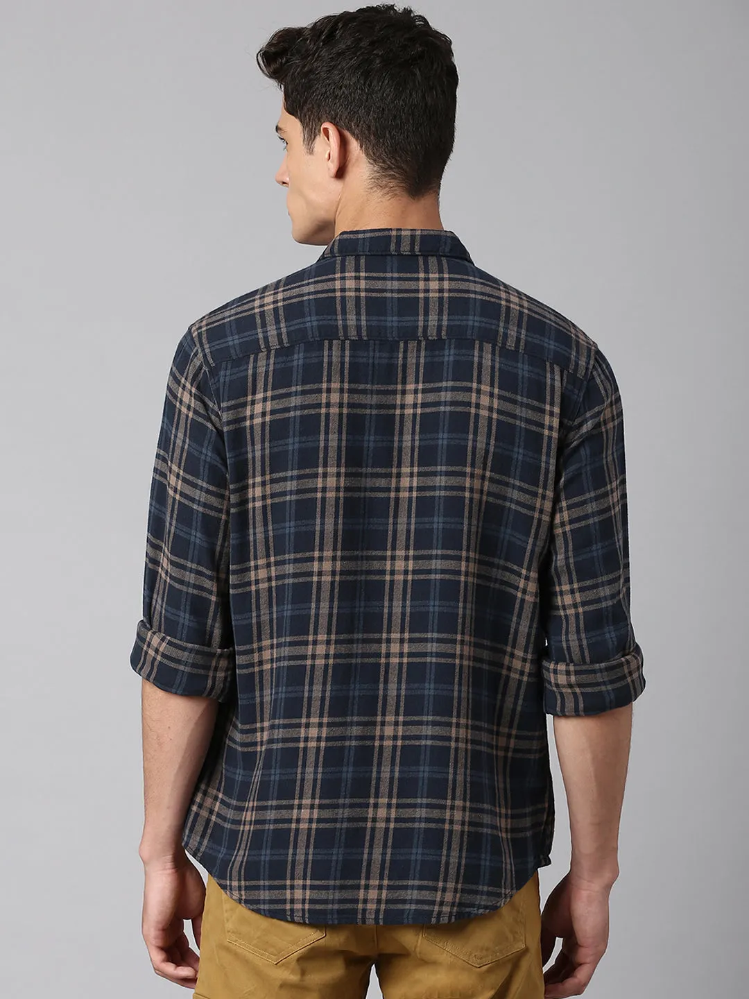 Men's Navy Checkered Shirts