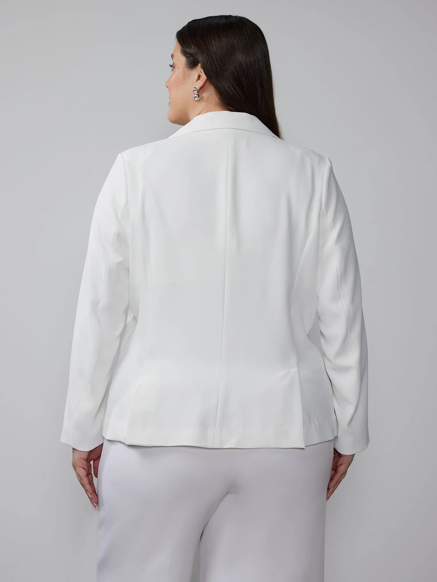 Plus Twill Eyelet Embroidered Blazer