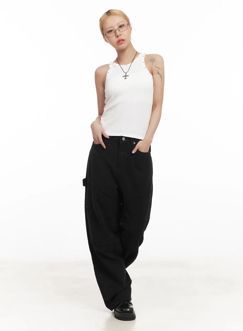 Studded Wide-Leg Carpenter Pants CM506