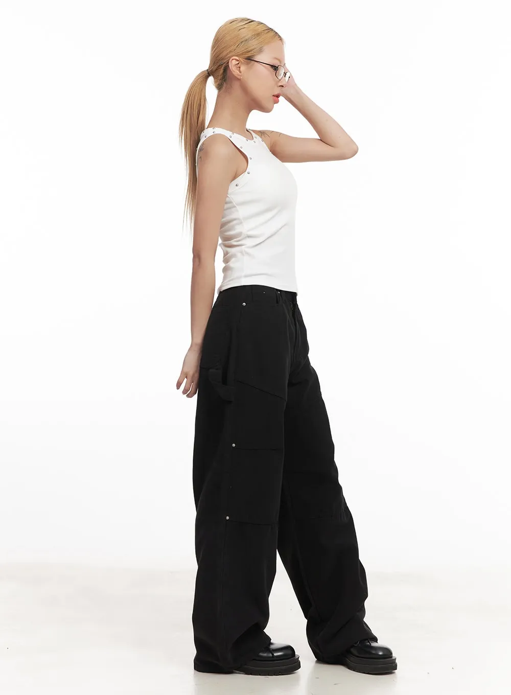 Studded Wide-Leg Carpenter Pants CM506