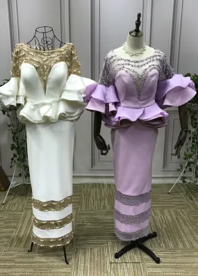Two pieces pearls crystals beaded prom dresses 2019 Two pieces pearls crystals beaded prom dresses 2019