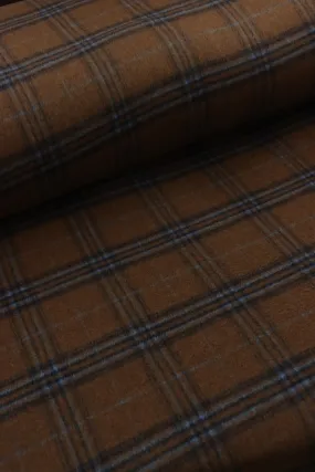 Walnut/Espresso/Sky Blue Melton Double Weave Wool | By The Half Yard