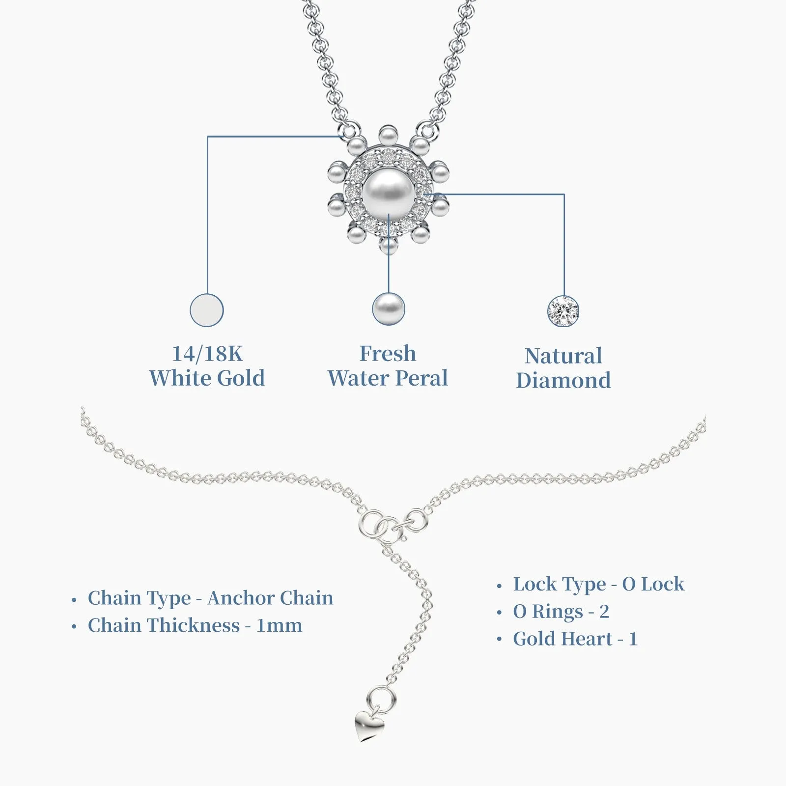 White Gold Charming Diamond Pearl Necklace
