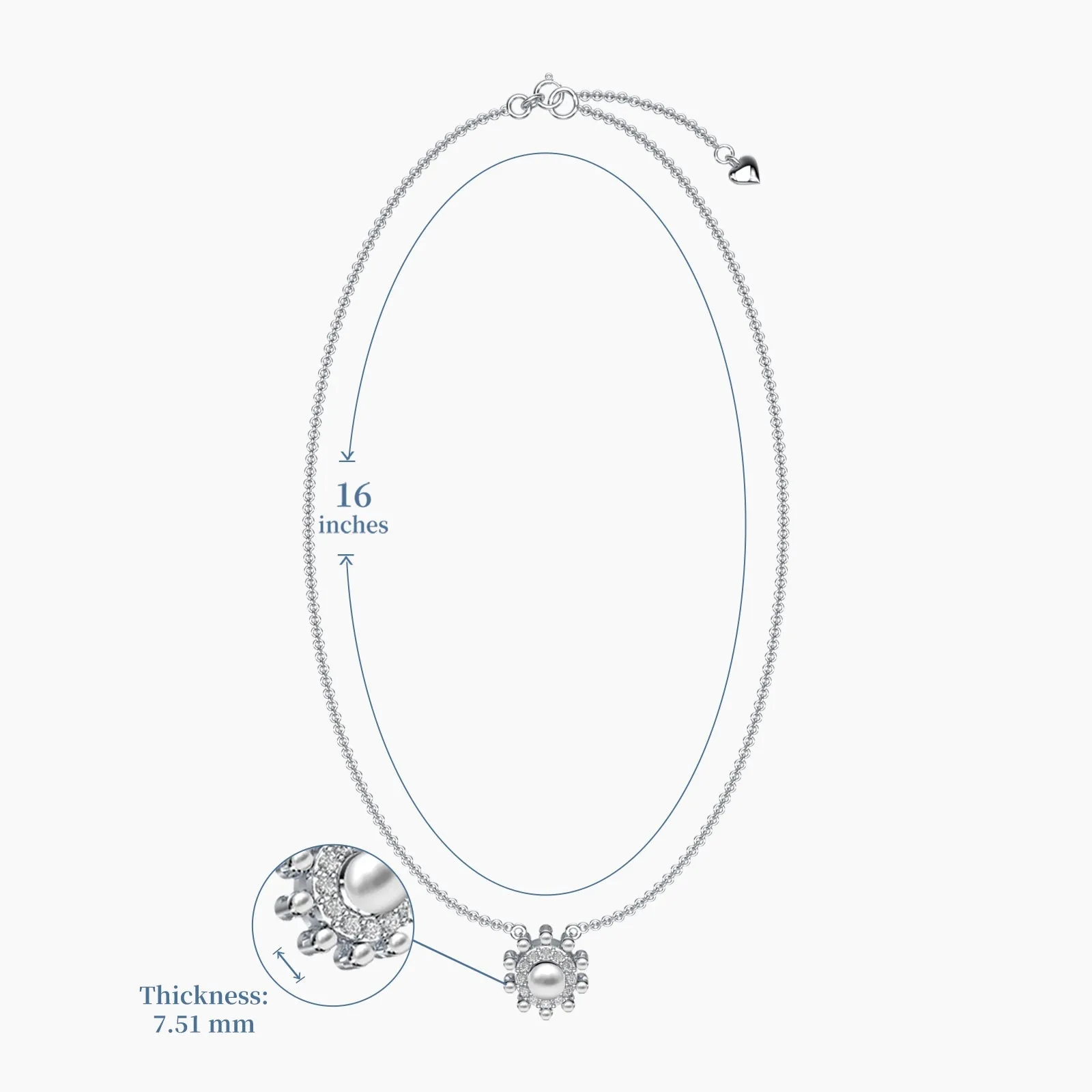 White Gold Charming Diamond Pearl Necklace