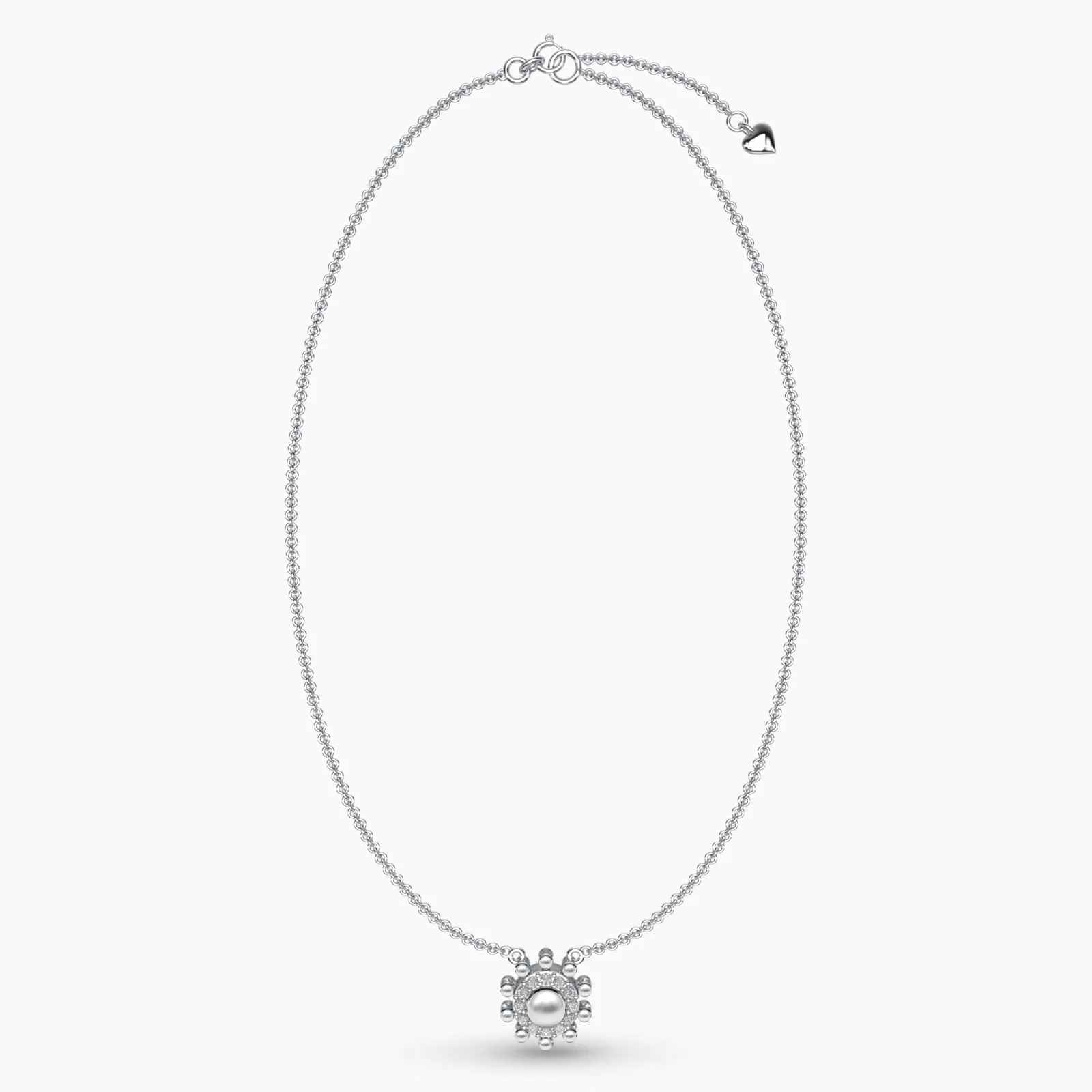 White Gold Charming Diamond Pearl Necklace