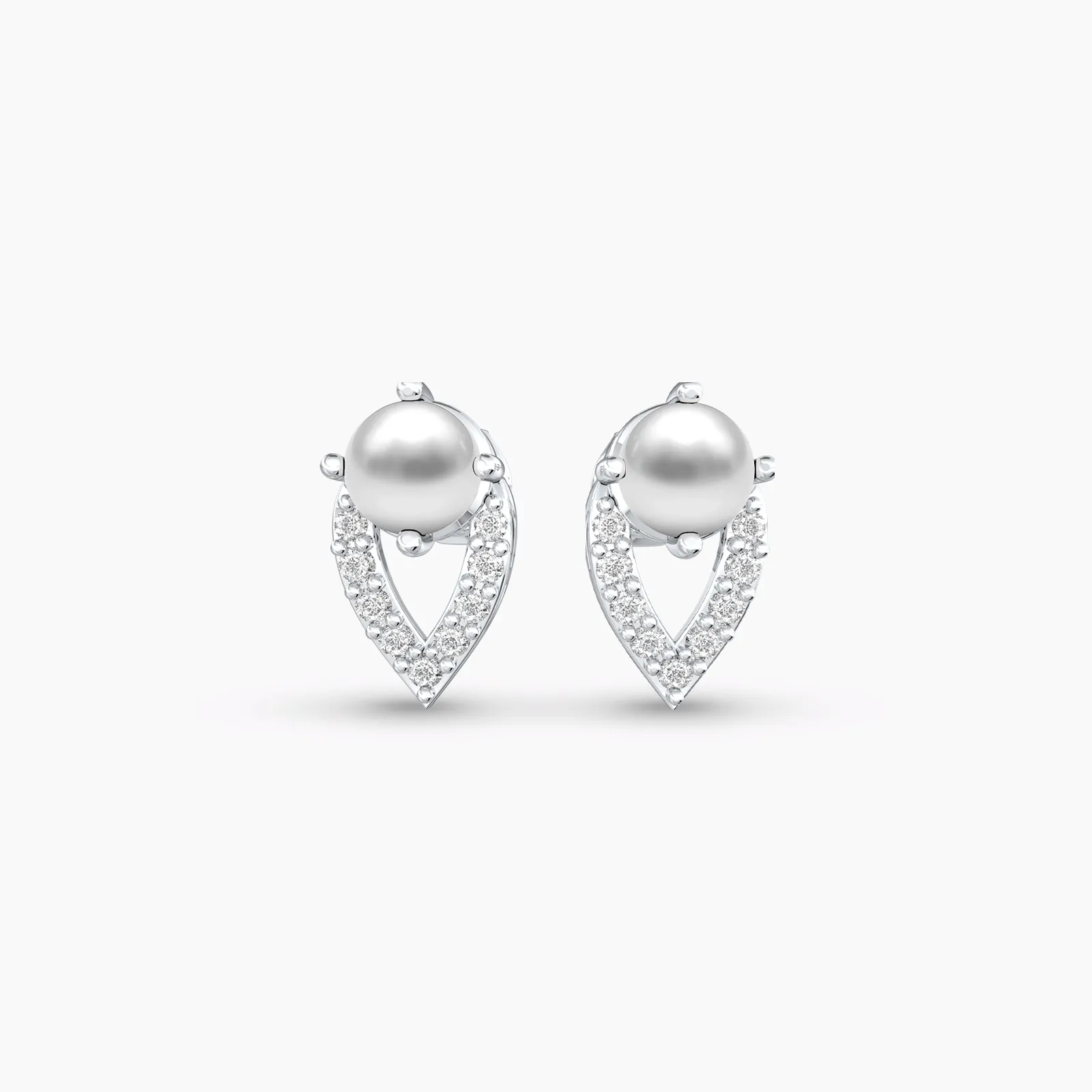 White Gold Cutesy Pearl and Diamond Earstud
