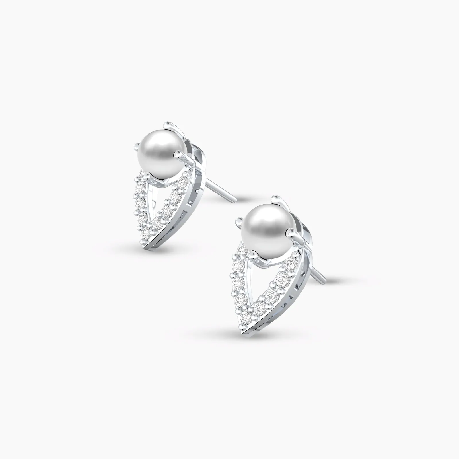 White Gold Cutesy Pearl and Diamond Earstud