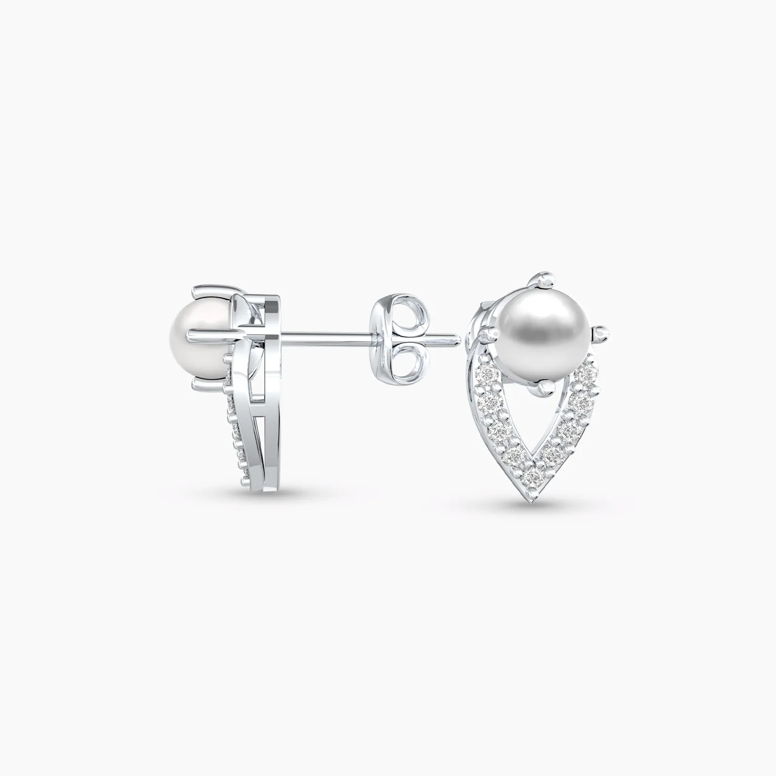 White Gold Cutesy Pearl and Diamond Earstud