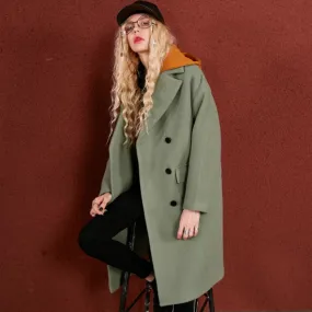 Women's Winter Casual Wool Hooded Long Coat